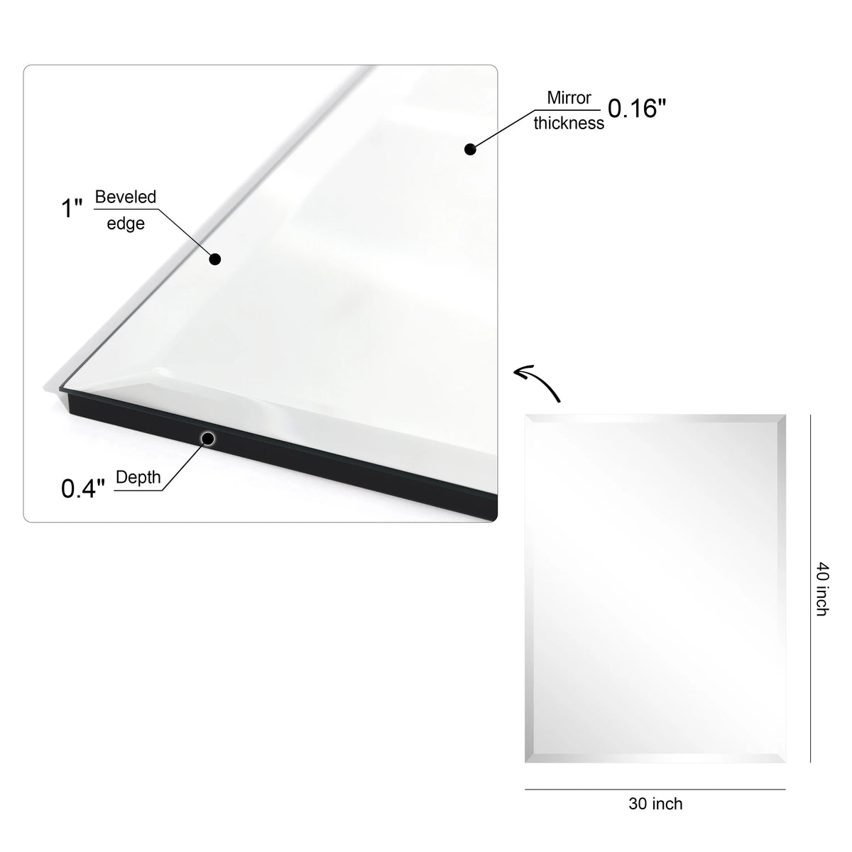 Frameless Beveled Prism Wall Mirror - Clear