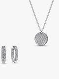 Pavé Round Necklace and Hoop Earrings Set