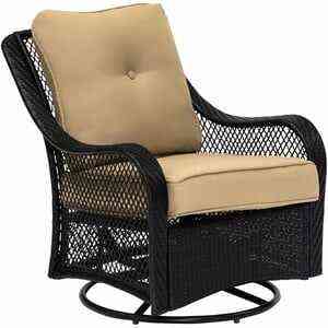 Hanover Orleans 5-Piece Steel Patio Fire Pit Conversation Set With Navy Blue Cushions, Swivel Gliders And Square Fire Pit Table