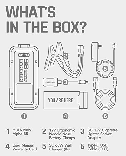 2,000A 20,000mAh Car Jump Starter For Up To 8.5L Gas And 6L Diesel Engines