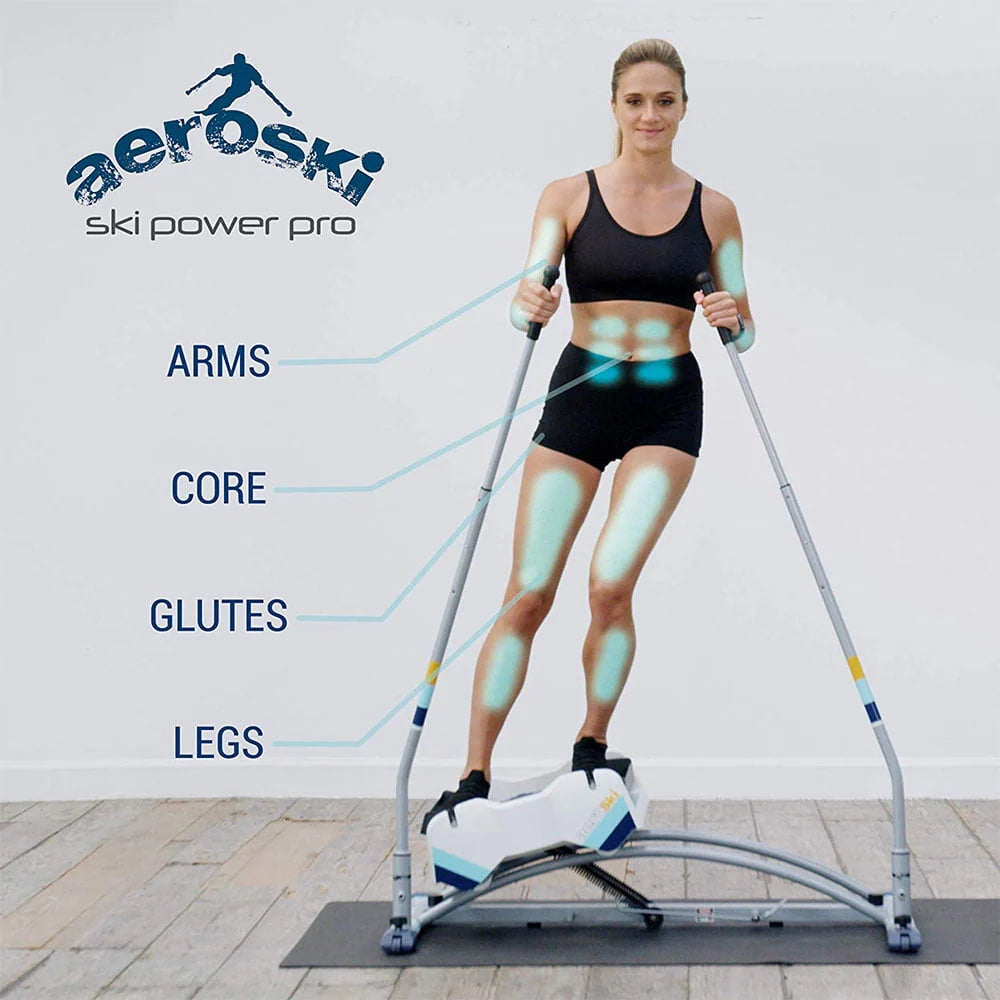 Aeroski Ski Fitness Workout Machine With Recoil Spring Resistance, Gray - 2.0