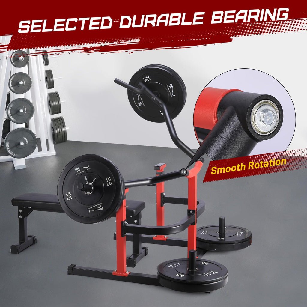 Chest Press Machine With Independent Converging Arms, Adjustable Flat Bench, 1050LBS Capacity, Red
