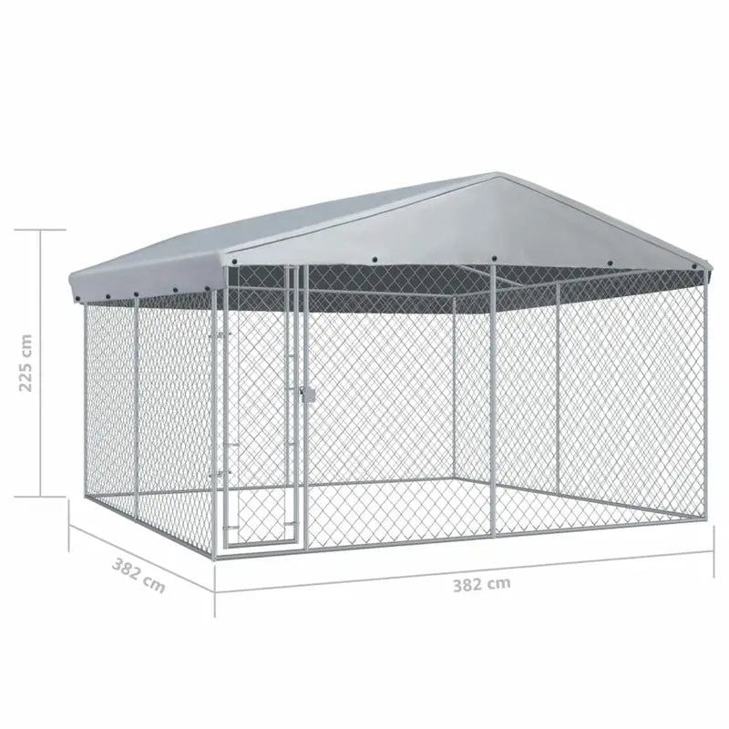 Outdoor Dog Kennel With Weatherproof Roof, 150.4 Sq Ft - 150.4 x 150.4 x 88.6 in