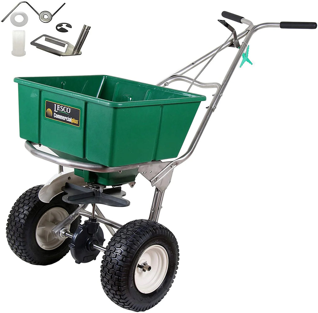 Lesco High Wheel Walk-Behind Fertilizer Spreader, 80 lbs - 101186 With 092463 Agitator Repair Kit