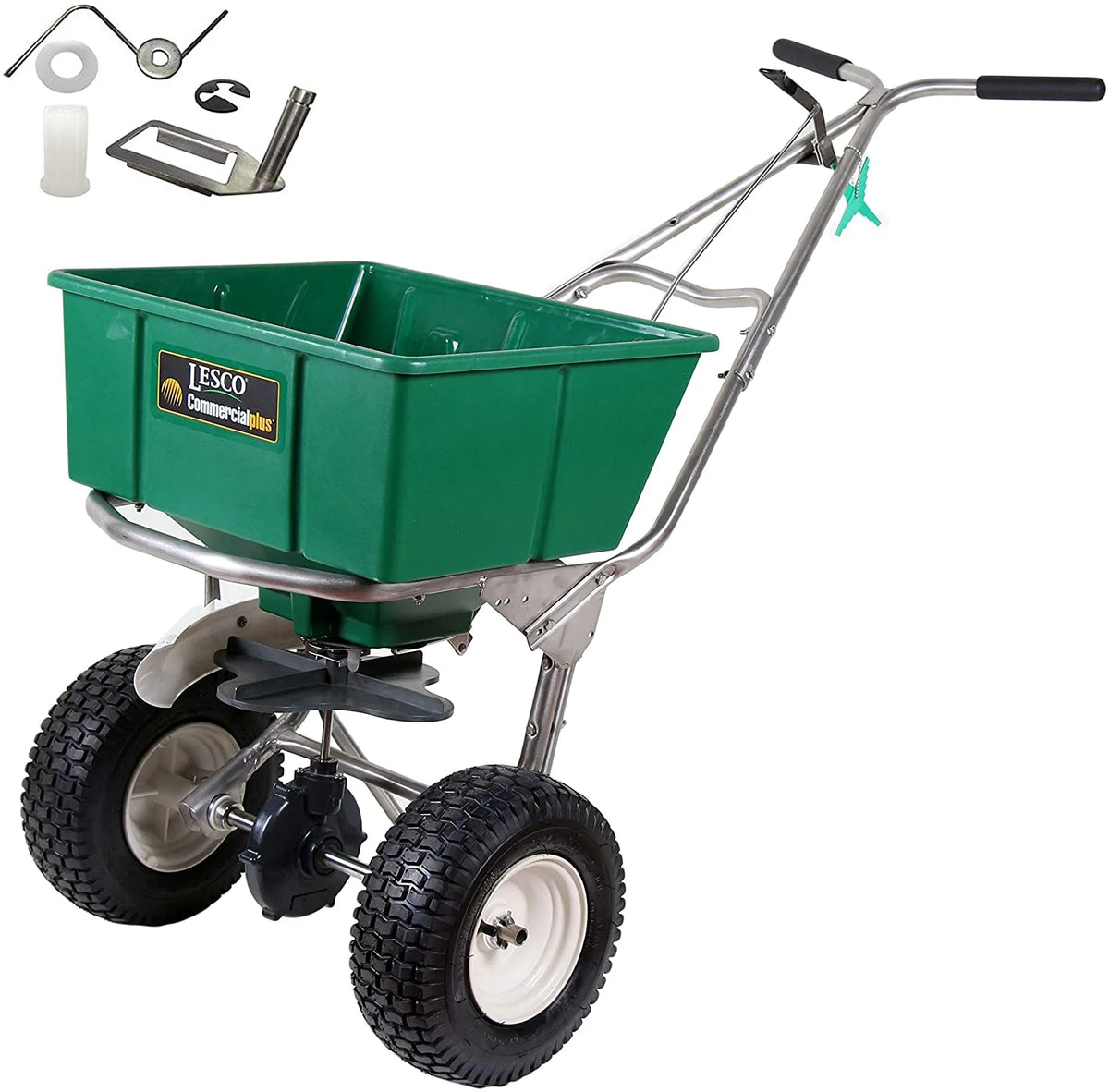 Lesco High Wheel Walk-Behind Fertilizer Spreader, 80 lbs - 101186 With 092463 Agitator Repair Kit