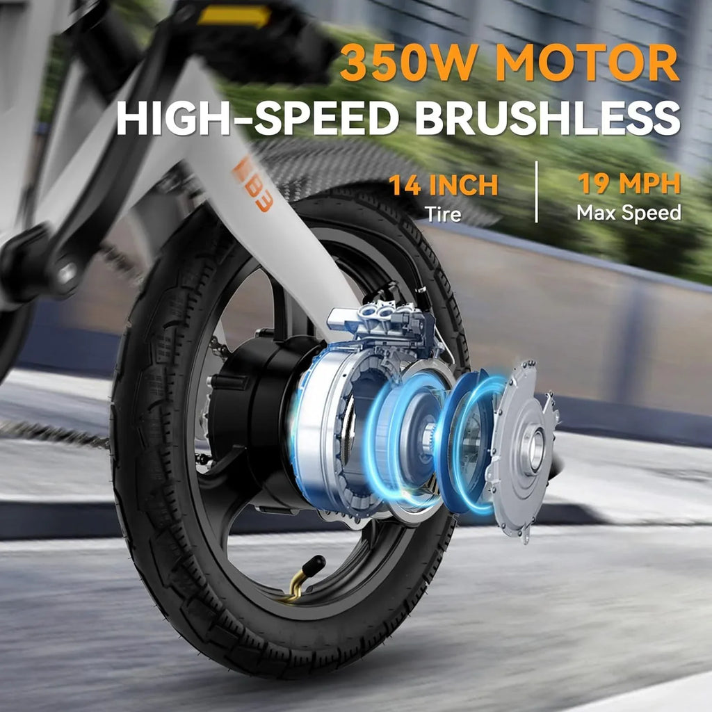 Jasion 14 Inch Folding Electric Bike, 21 Mph, 500W Peak Motor, 270Wh Battery - EB3