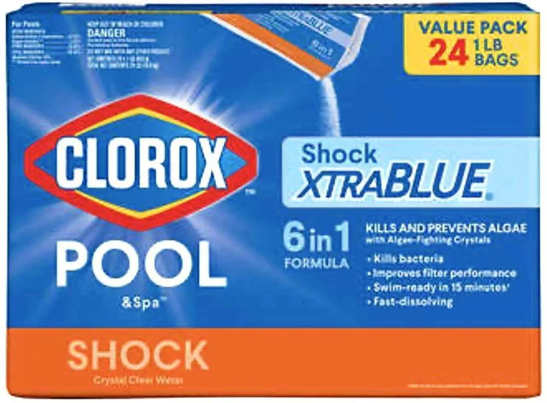 Clorox Pool & Spa XtraBlue Shock Algaecide Treatment 1 lb Bag, Case of 24