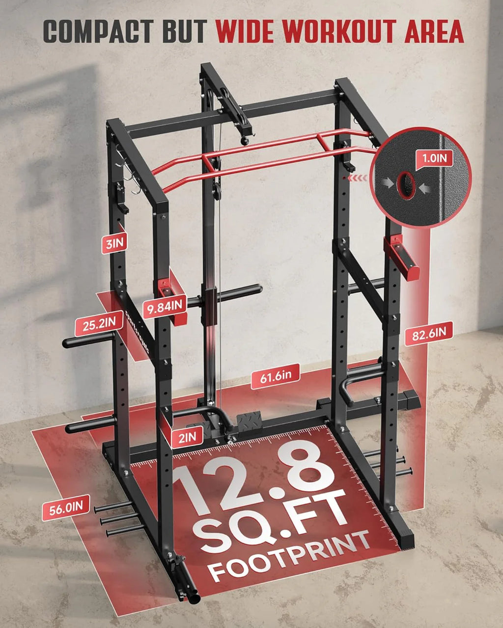 Sportsroyals Power Cage With Lat Pulldown, Black - Power Cage