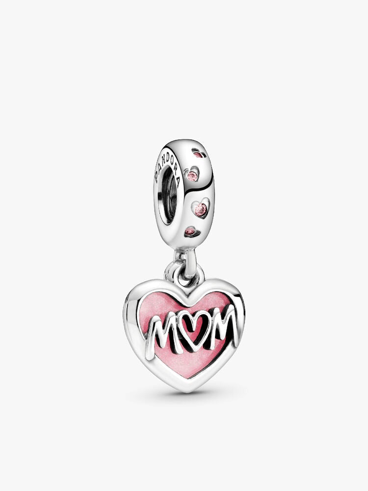 Mom Script Heart Dangle Charm