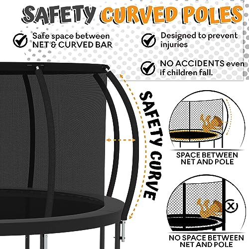 JUMPZYLLA Recreational Trampoline With Enclosure And Ladder - 12 FT