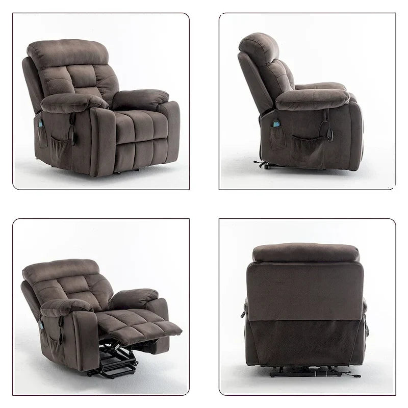 Large Electric Power Lift Recliner With Heat, Massage, Hidden Cup Holder - 40.94W x 38.19D x 42.52H