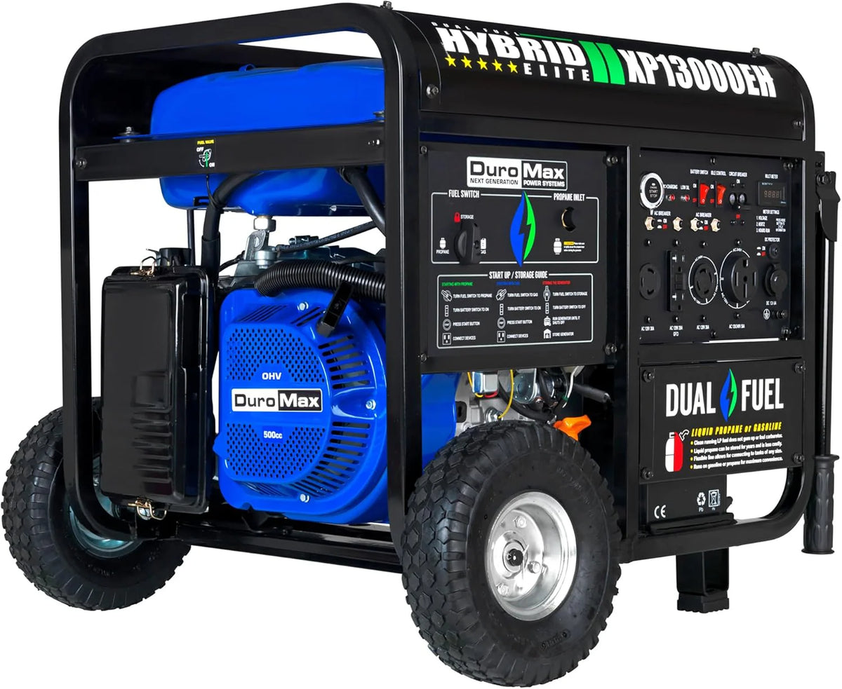 DuroMax 13,000-Watt Dual Fuel Portable Generator, Gasoline/Propane, Electric Start - XP13000EH