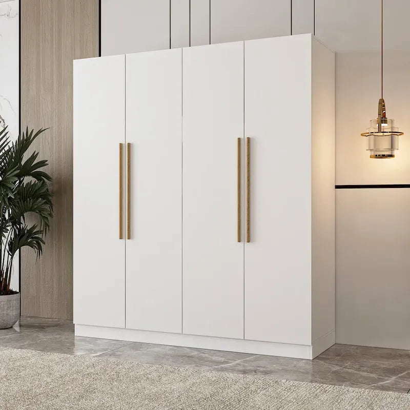 FUFU&GAGA Freestanding Solid Wood Wardrobe Closet With Storage Shelves