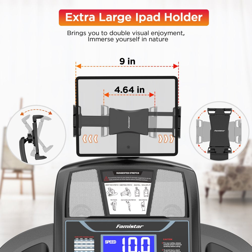 Famistar Folding Treadmill With 15 Levels Auto Incline, 300LB Capacity And 10MPH Speed