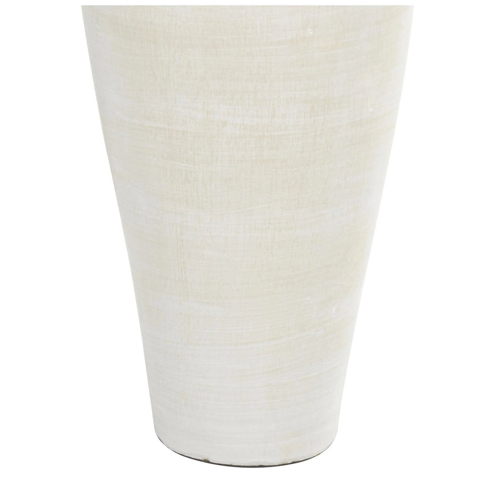 Ceramic Amphora Floor Vase, White, 13in L x 13in W x 30.5in H