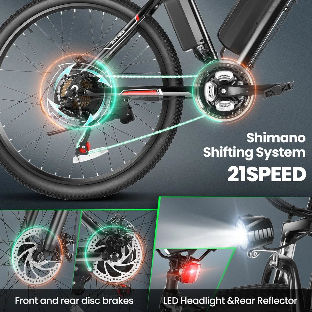 Electric Bicycle for Adults 500W 26-Inch with Cruise Control