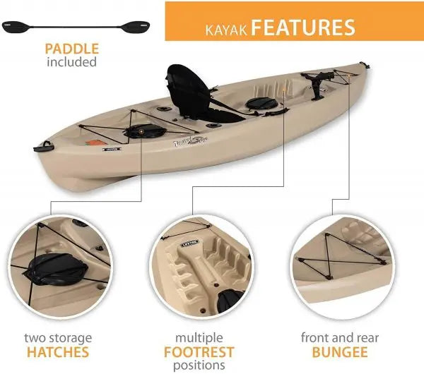 Lifetime Fishing Kayak 10 ft Tan, 2-Pack With Paddles Included - 90806 Tamarack Angler 100