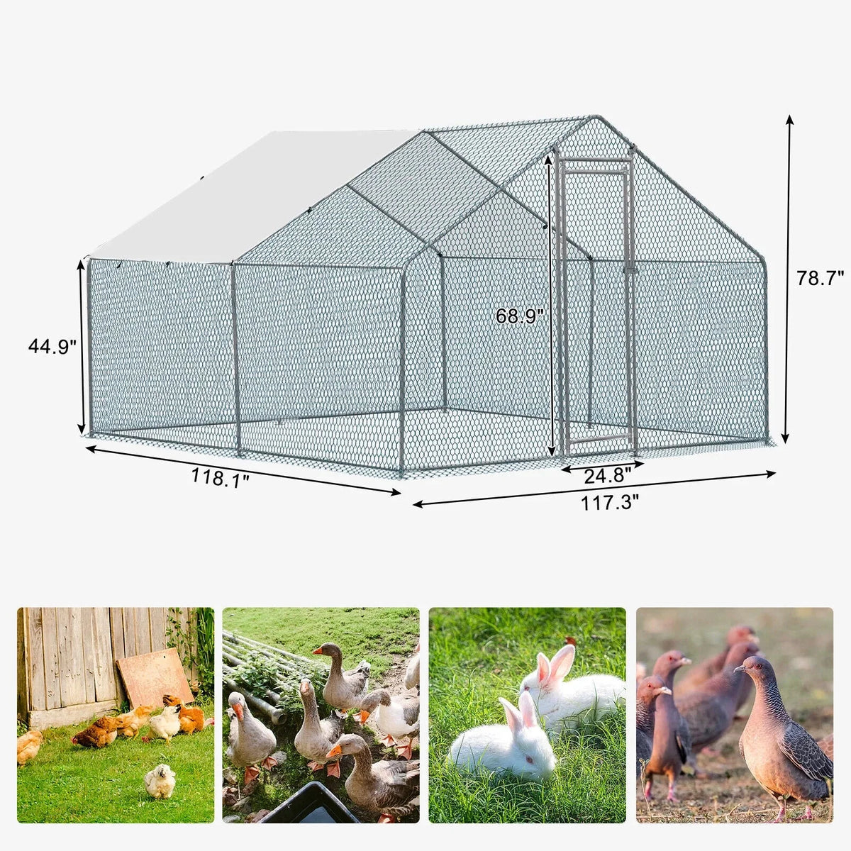 ZGBY Metal Chicken Run Pen 10X10Ft