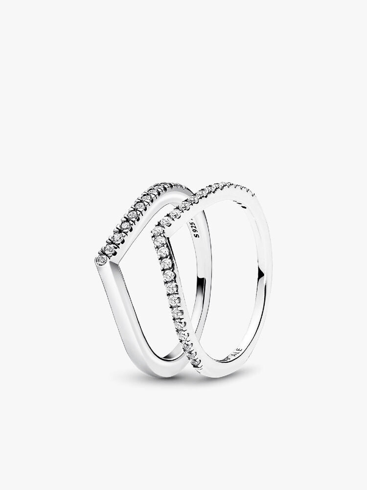 Shimmering Wishbone Ring Set