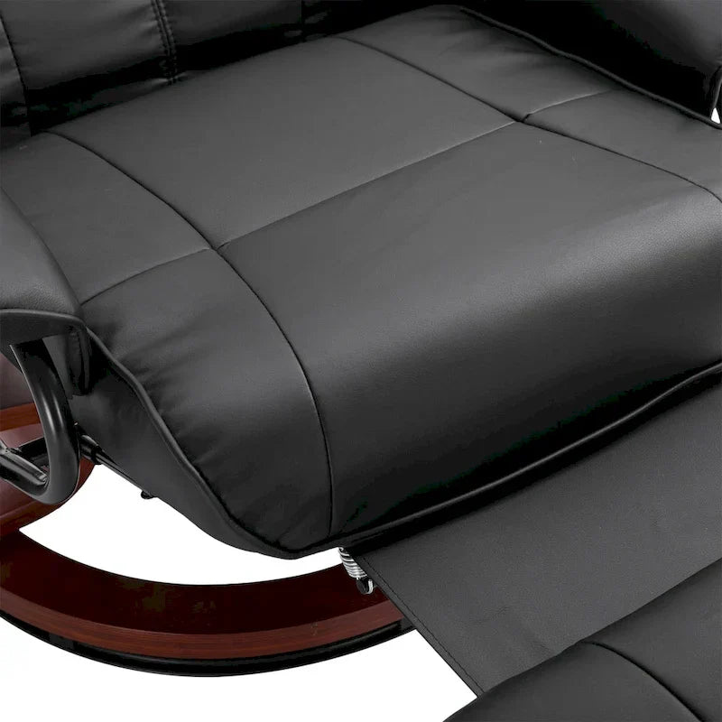 HomCom Faux Leather Manual Swivel Recliner Chair With Extendable Footrest