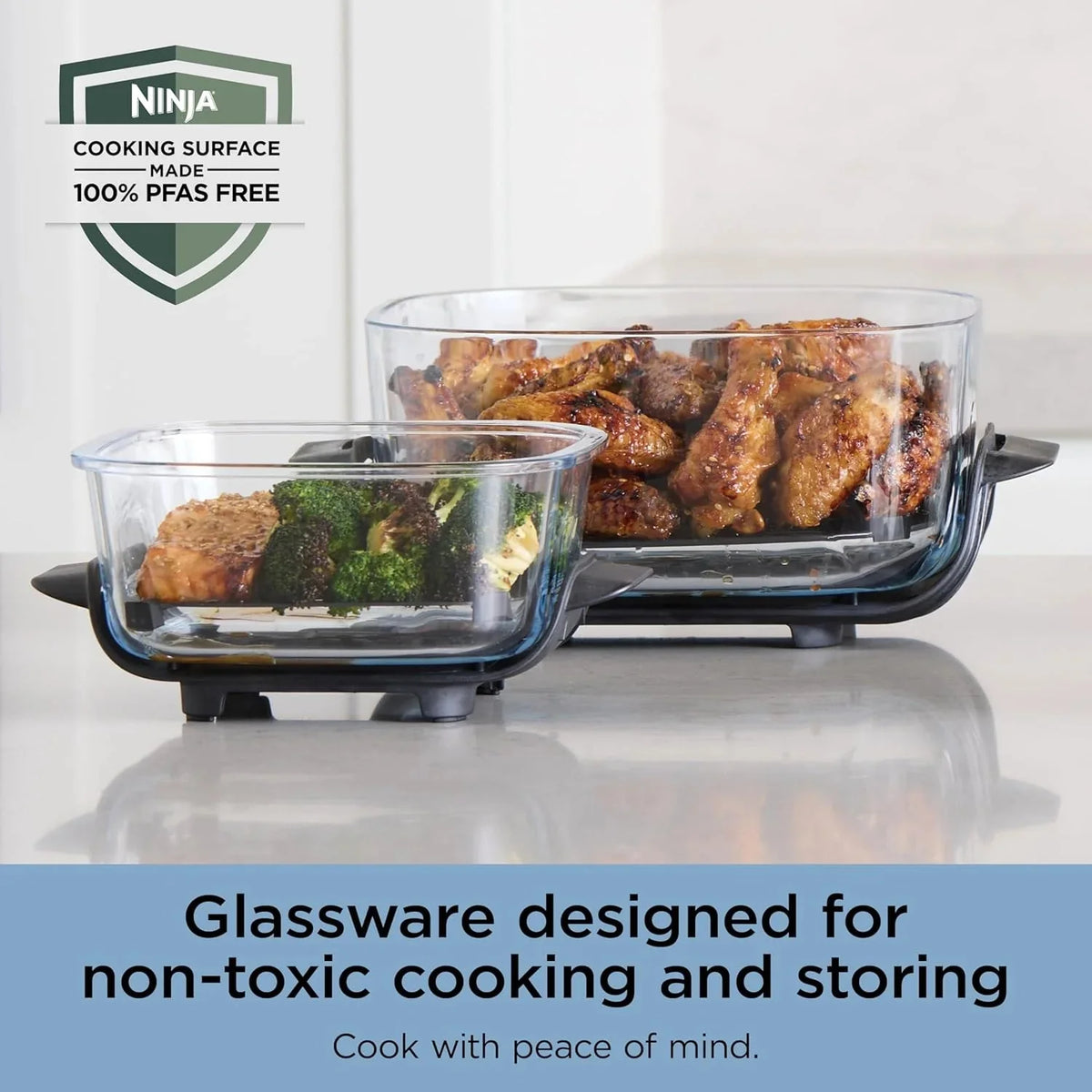 Ninja Crispi 4-in-1 Portable Glass Air Fryer Cooking System, 1500W, 4 QT And 6-Cup Containers
