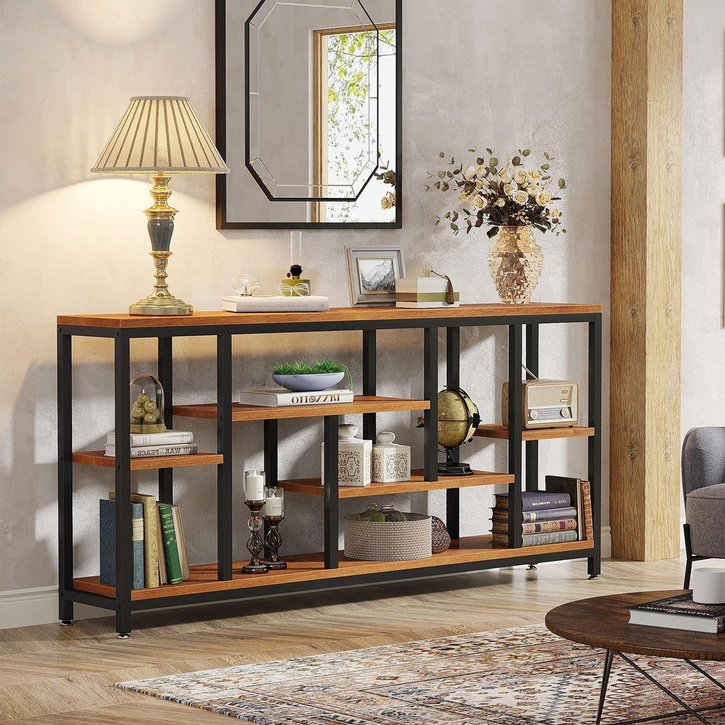 3-Tier Console Sofa Table With Storage, 70.9 Inch