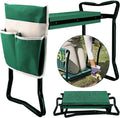 Outdoor Rolling Garden Workseat Cart With 10-Inch Wheels, Green, 30.3 in D x 17.7 in W x 21.2 in H