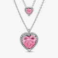 Pink Elevated Hearts Necklace Layering Set