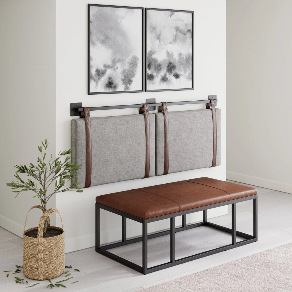 Wall-Mount Upholstered Headboard With Metal Rail - Twin, Queen & King
