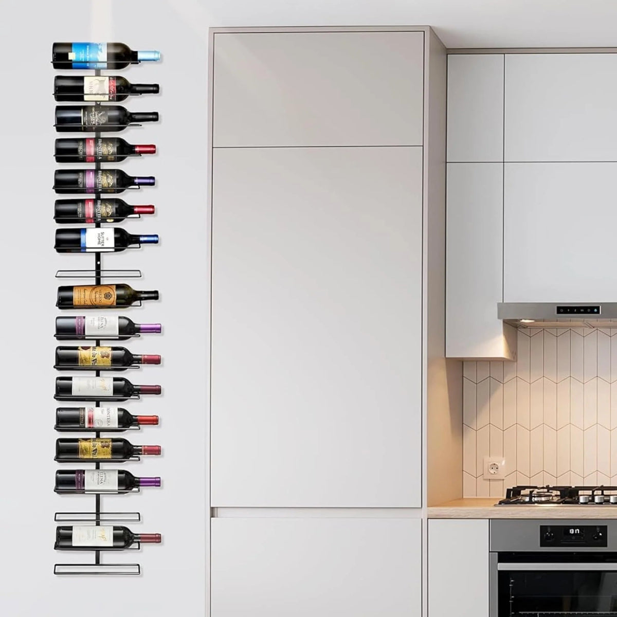 Wall-Mounted Vertical Wine Rack Set, 27-Bottle Capacity