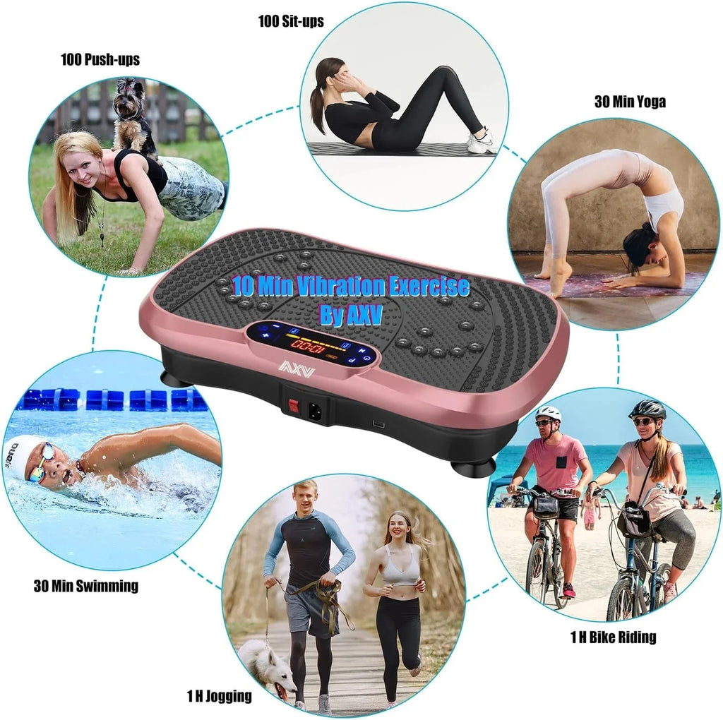 AXV Vibration Plate Fitness Platform, Gray, 2 Resistance Bands - Slim-Gray