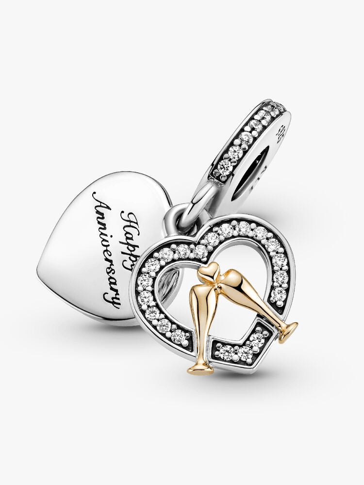 Two-tone Happy Anniversary Dangle Charm
