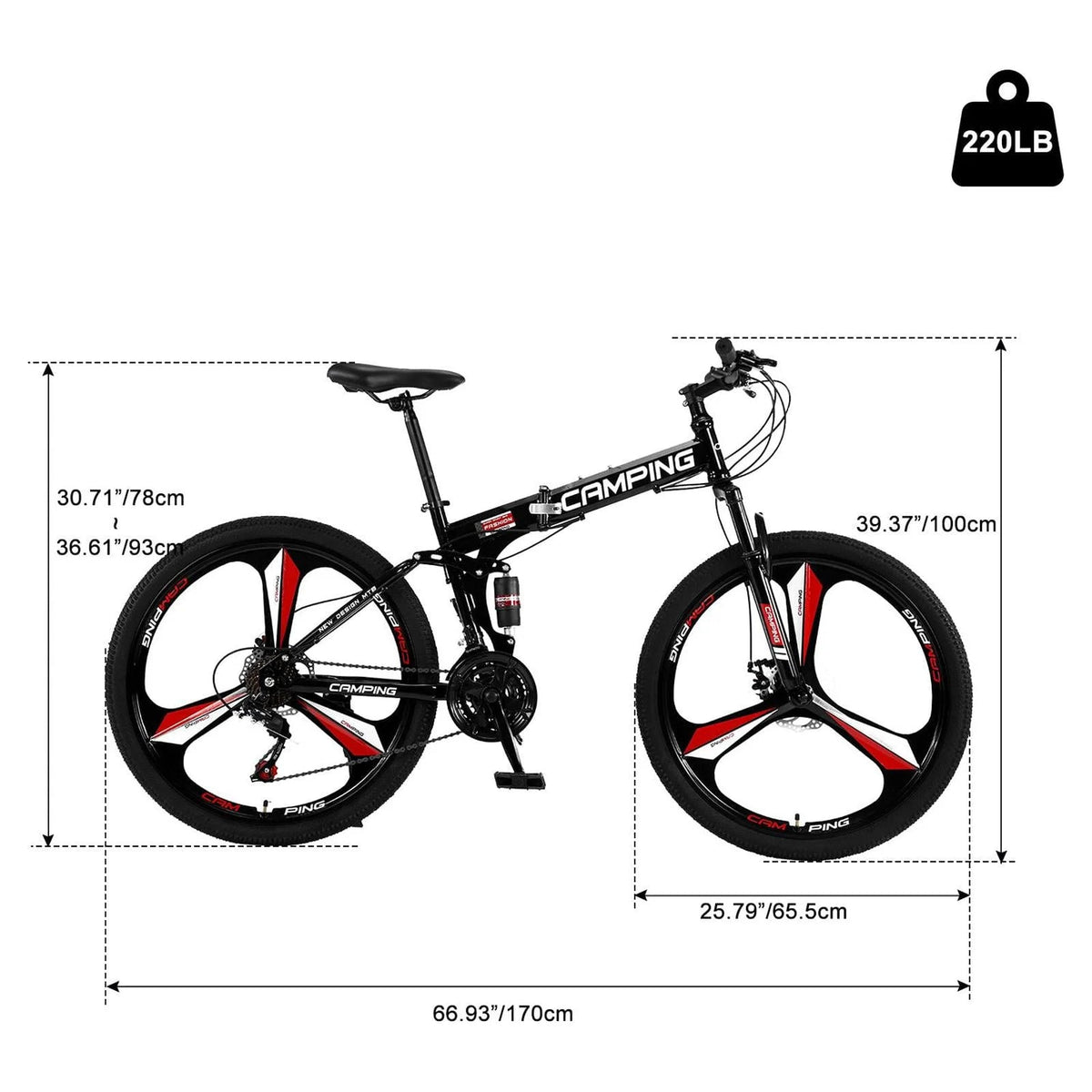 Zimtown Folding Mountain Bike, 26 inch Shimano 21 Speed MTB