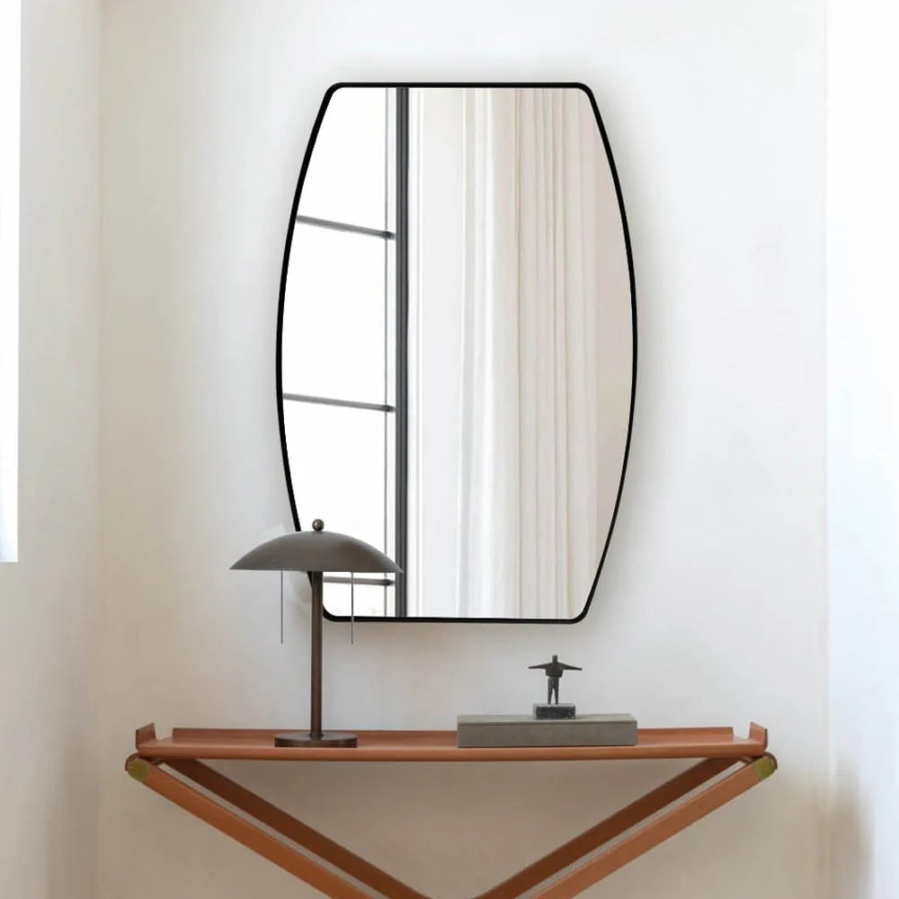 Oblong Metal Wall Mirror, 18 or 24 - Black, Gold, or Silver