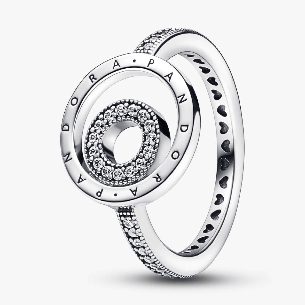 FINAL SALE - Pandora Signature Logo Circles Pavé Ring