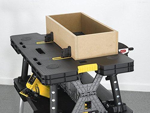 Keter Folding Work Table, 1000 lbs Capacity, Two 12 in Clamps, Black/Yellow - 197283