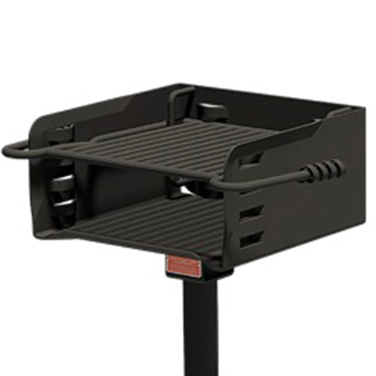 Pilot Rock Park Style Steel Outdoor Charcoal Grill With Post, Black - 16 x 16 x 34.19 in