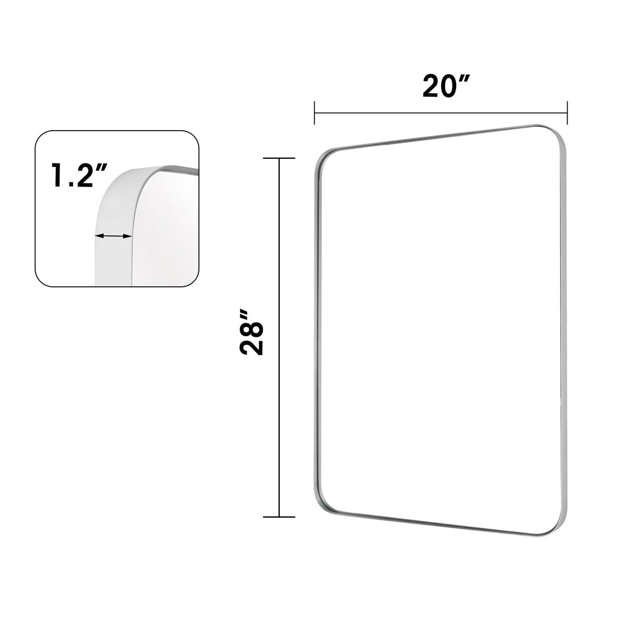 Framed Wall Vanity Mirror With Rounded Corners, 1 Piece