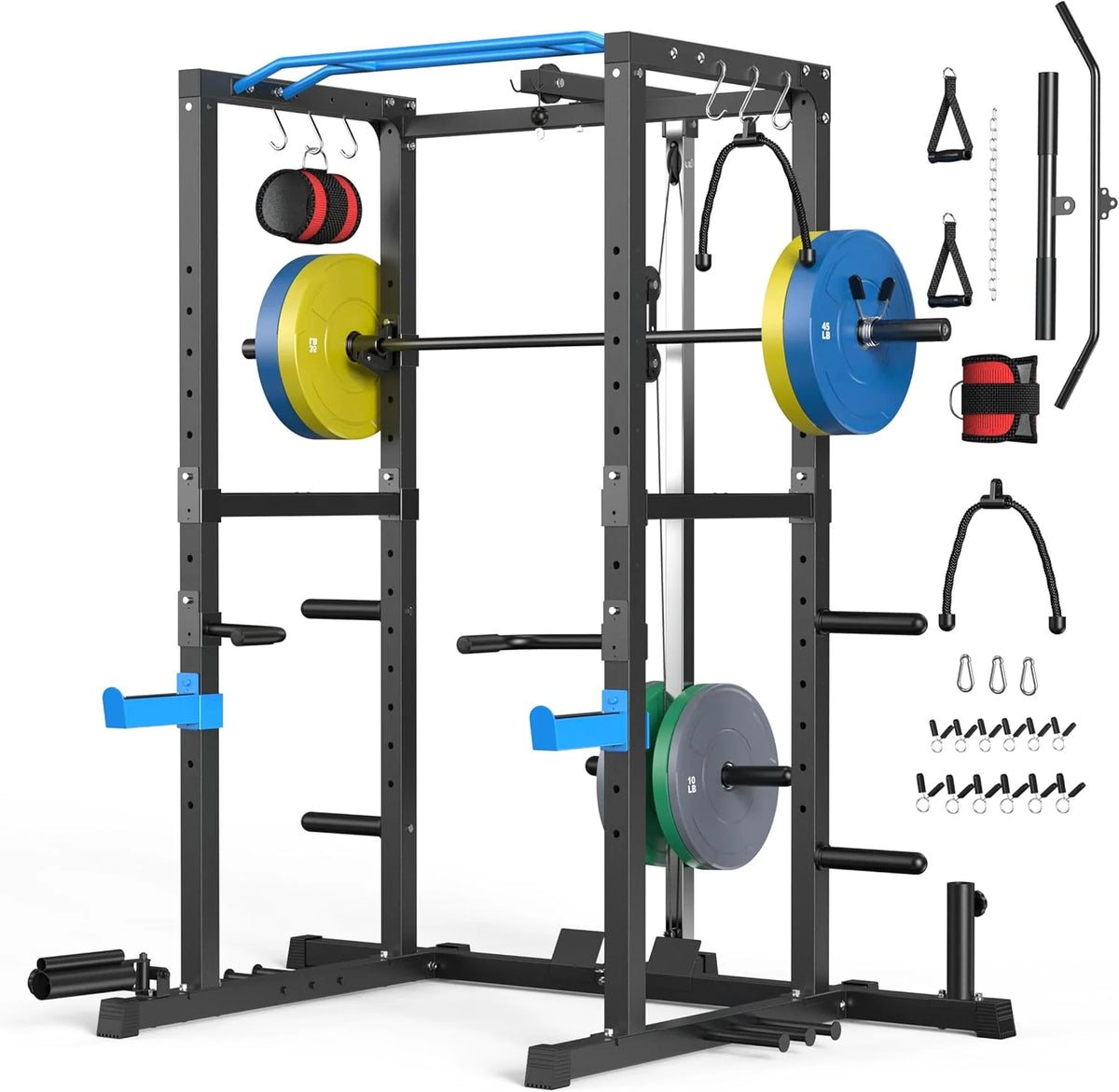 Sportsroyals Power Cage With Lat Pulldown, Black - Power Cage