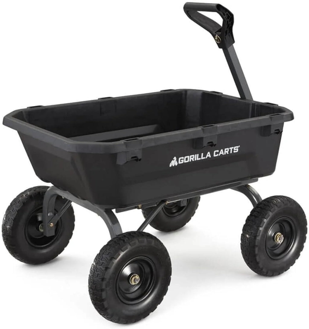 Poly Dump Garden Cart With No-Flat Tires, 7 Cubic Feet, 1200-Pound Capacity, Black - 7GCG-NF
