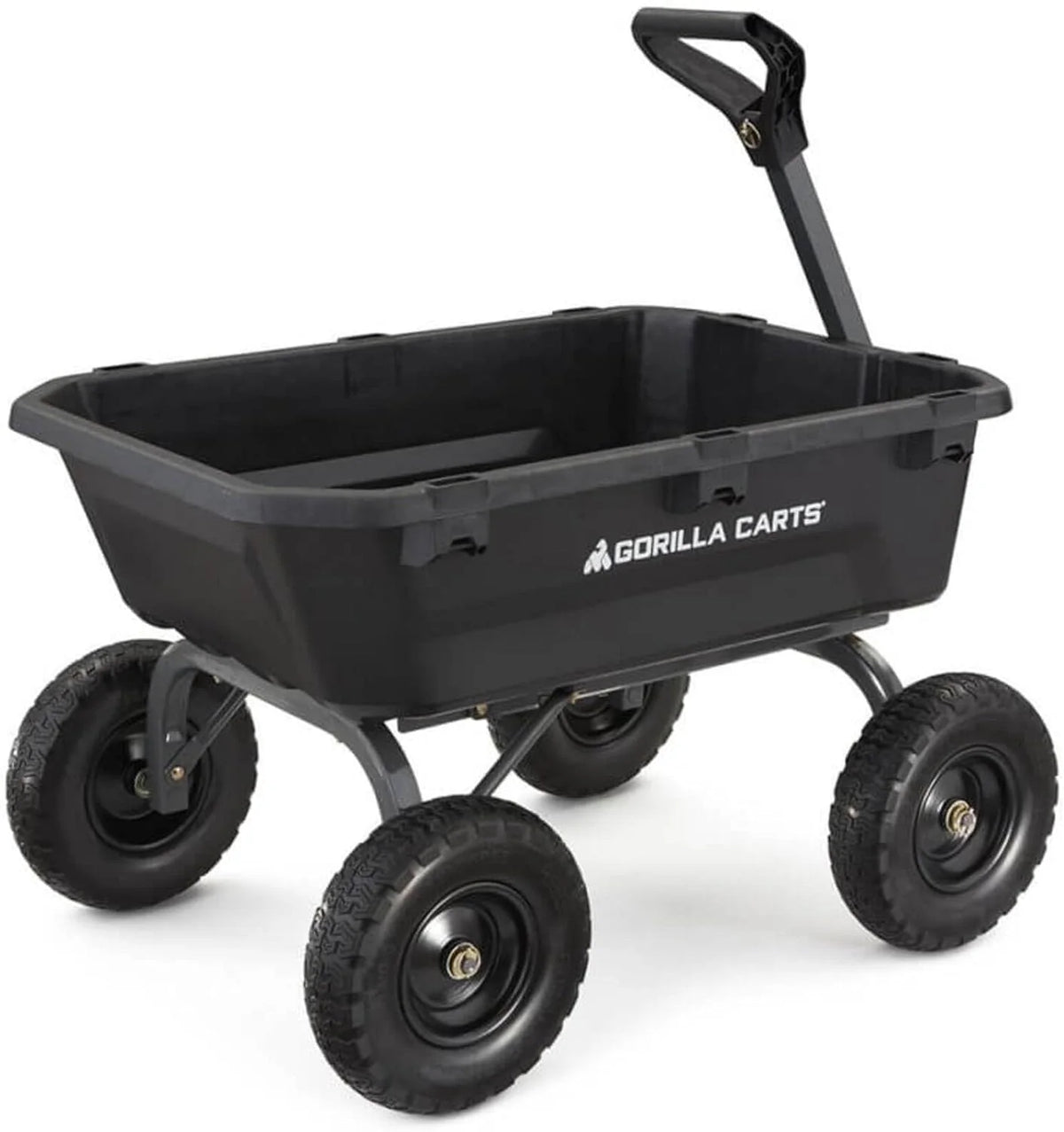 Poly Dump Garden Cart With No-Flat Tires, 7 Cubic Feet, 1200-Pound Capacity, Black - 7GCG-NF