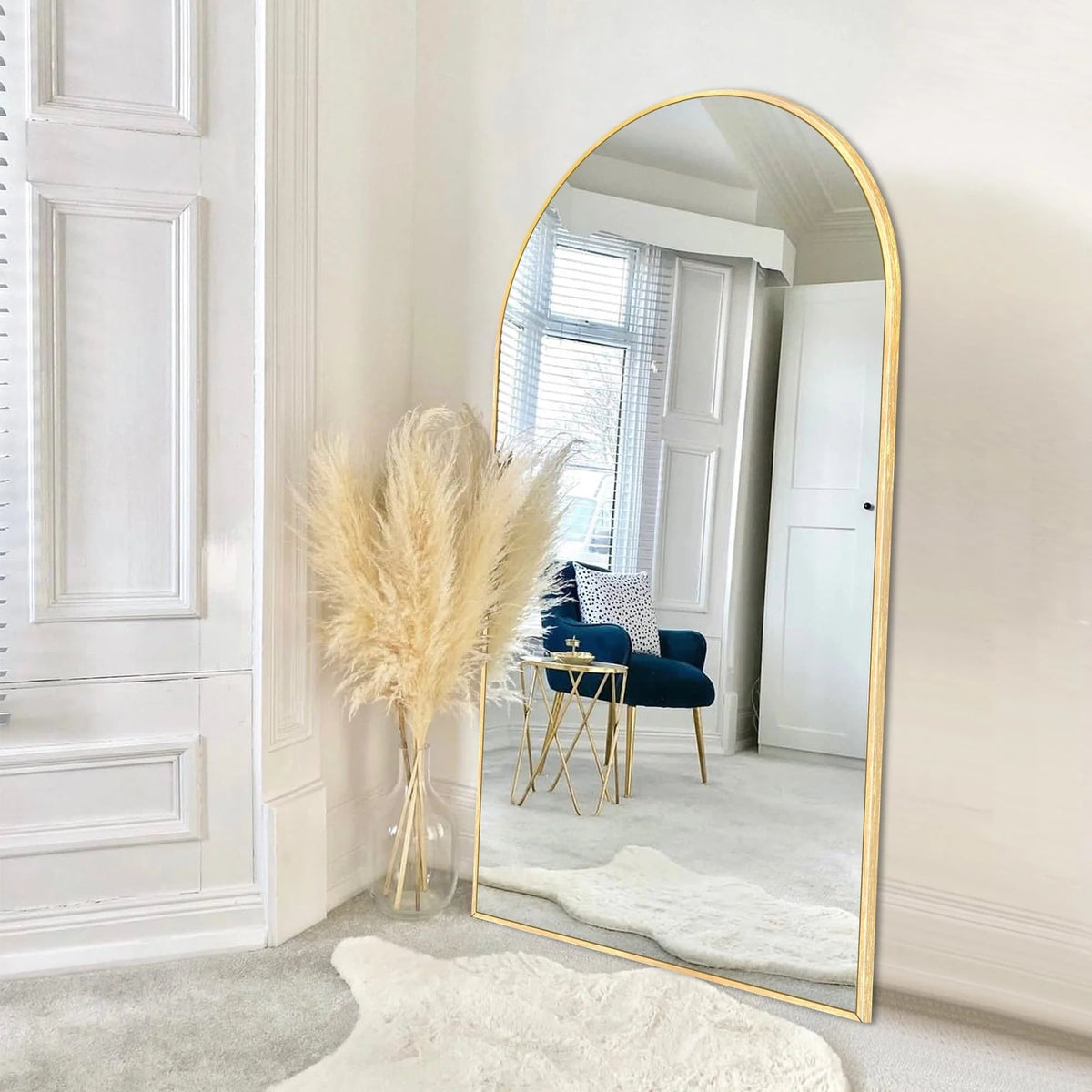Arched Full Length Floor Mirror With Aluminum Alloy Frame - 65x22, 71x24, 71x28, 71x32