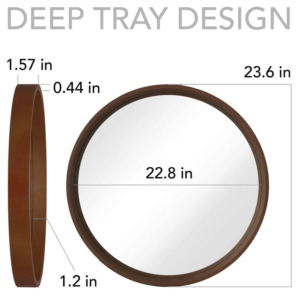 Classic Farmhouse Round Wooden Frame Wall Mirror - 24-inches, 28-inches, 32-inches