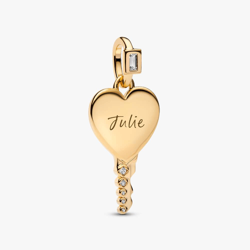 Engravable Heart Key Pendant