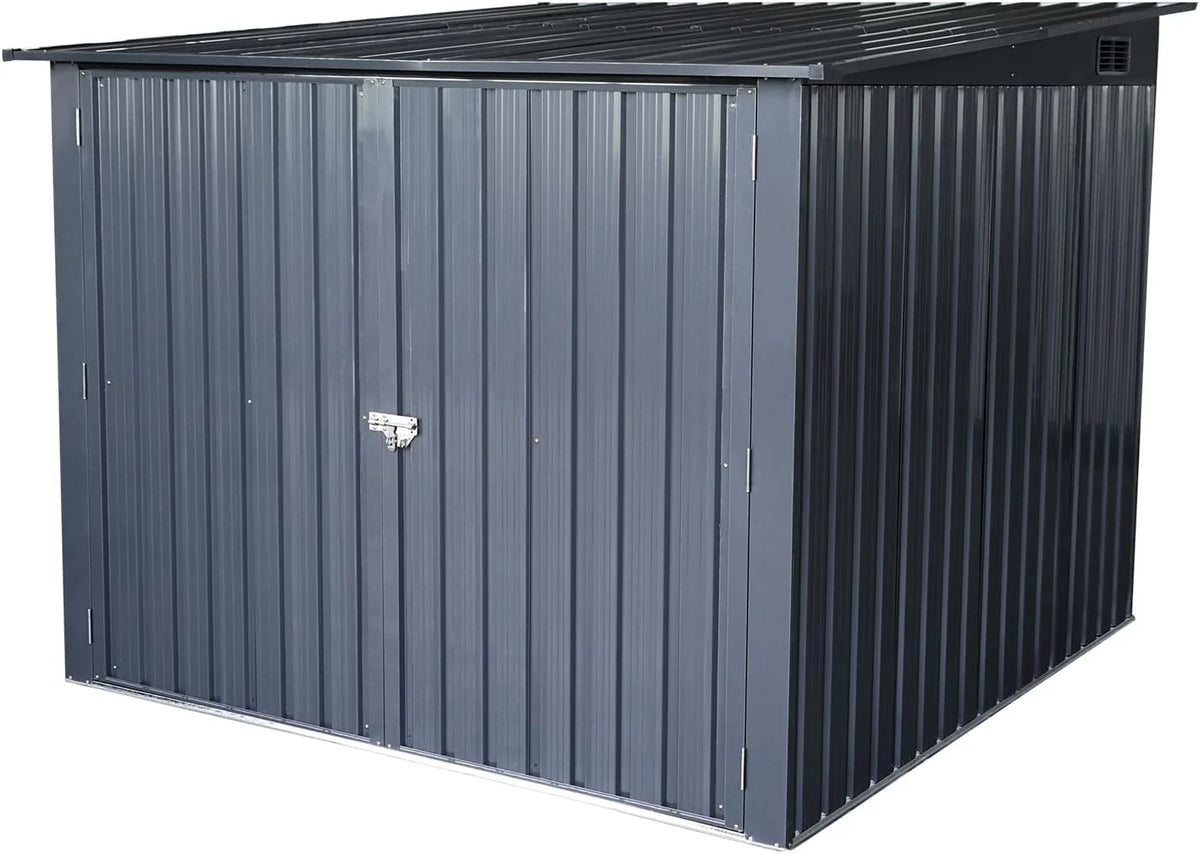 5-Foot Outdoor Steel Bicycle Storage Shed, Black, 4 Bicycle Tracks - 81.25 in D x 76 in W x 64 in H