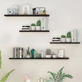 4-Piece Wood Floating Wall Shelves - White And Black