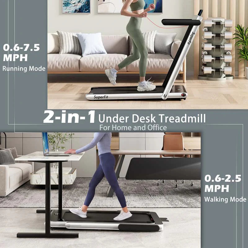 GYMAX 2-in-1 Folding Under Desk Treadmill With Speaker, App And Remote Control - 2.5HP