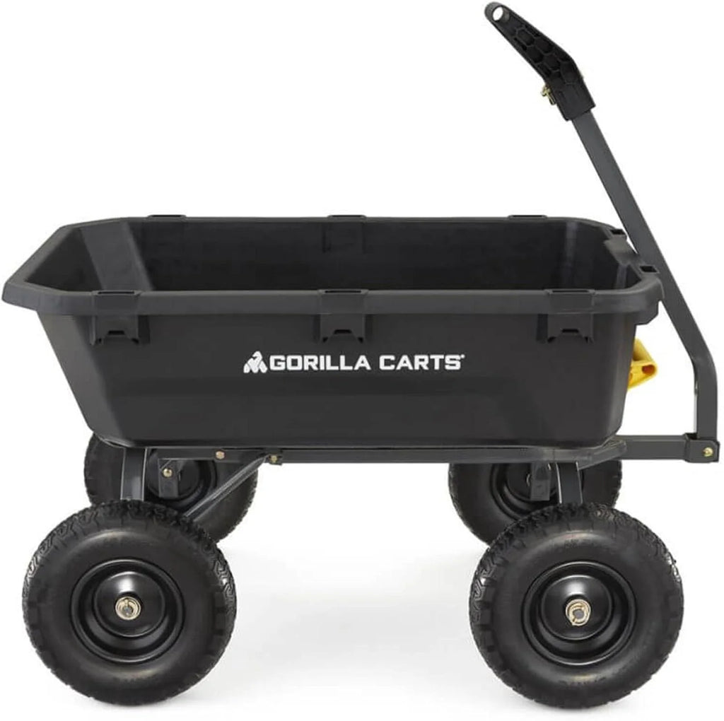 Poly Dump Garden Cart With No-Flat Tires, 7 Cubic Feet, 1200-Pound Capacity, Black - 7GCG-NF