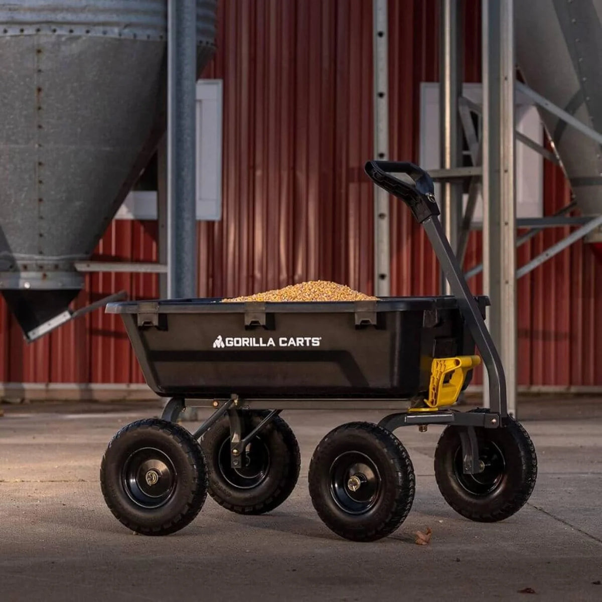 Poly Dump Garden Cart With No-Flat Tires, 7 Cubic Feet, 1200-Pound Capacity, Black - 7GCG-NF