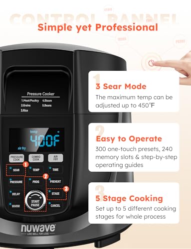 Nuwave Duet Air Fryer And Electric Pressure Cooker Combo, 6 QT Stainless Steel Pot